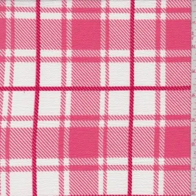 1 5/8 YD PC-Coral/White/Red Plaid Crinkled Crepe Fabric