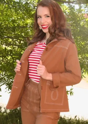 50s Style Jean Jacket in Brown by Astro Bettie