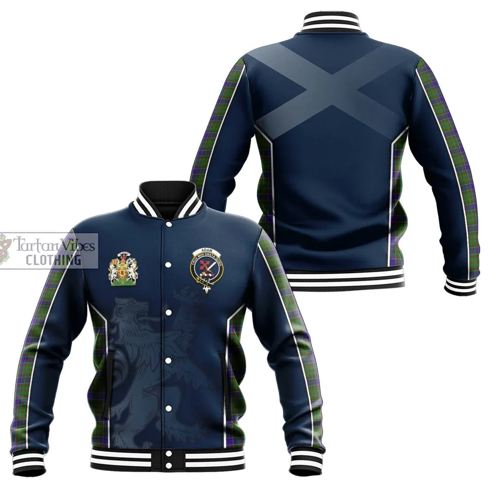 Adam Tartan Baseball Jacket with Family Crest and Lion Rampant Vibes Sport Style