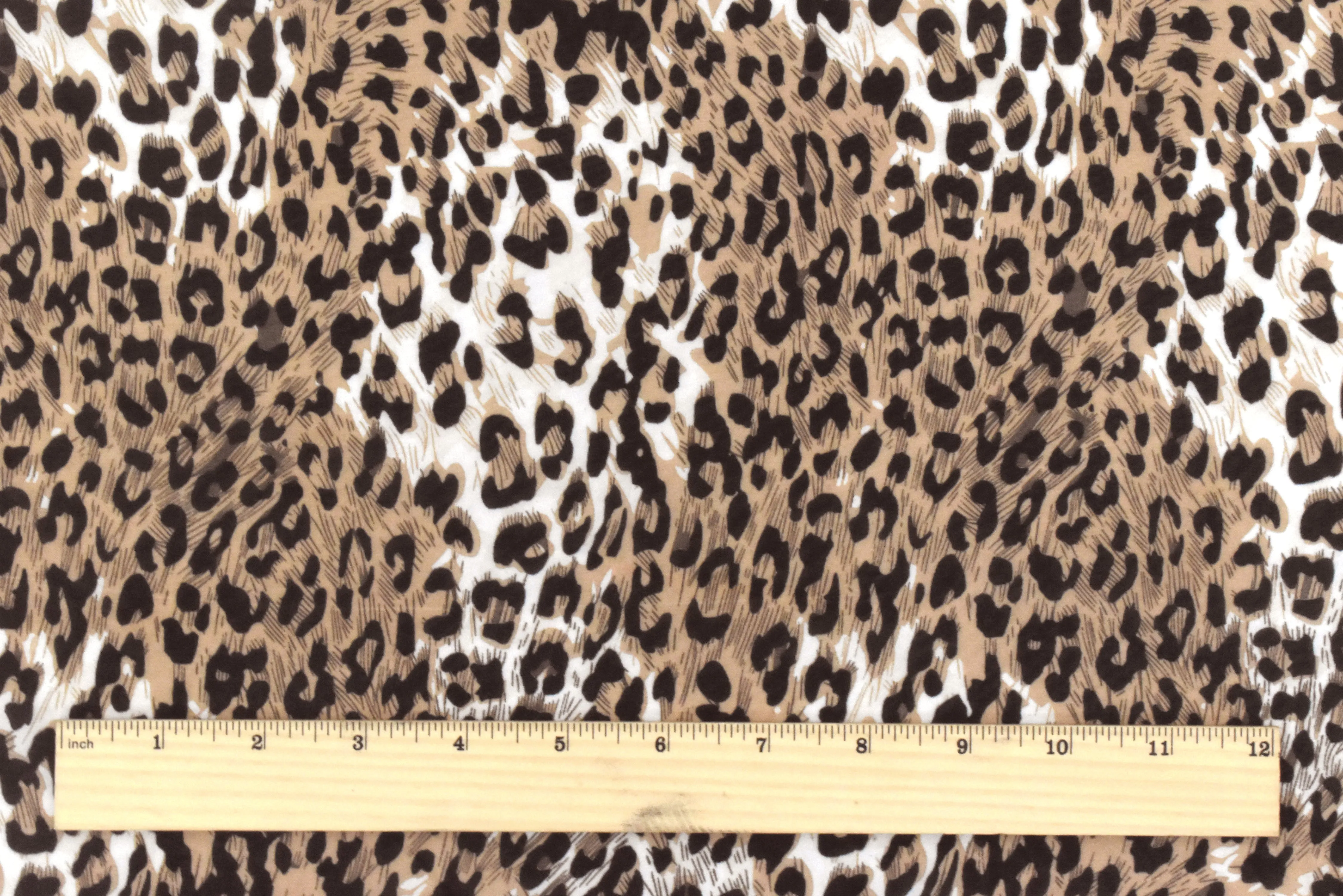 Biscuit Beige-Multi Leopard Printed Poly Chiffon Woven Fabric