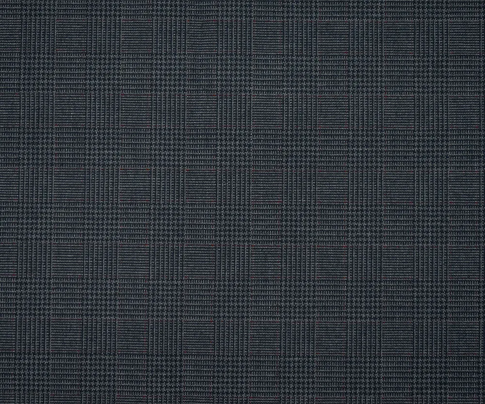 Black-Gray-Maroon Red Poly Wool Glen Plaid Shirting Fabric