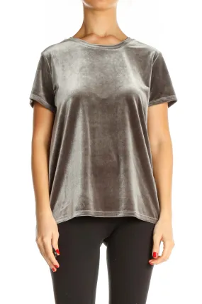 Brown Textured Casual T-Shirt