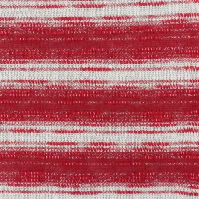 Cane Red-White Stripe Slub Poly Cotton Jersey Knit Fabric