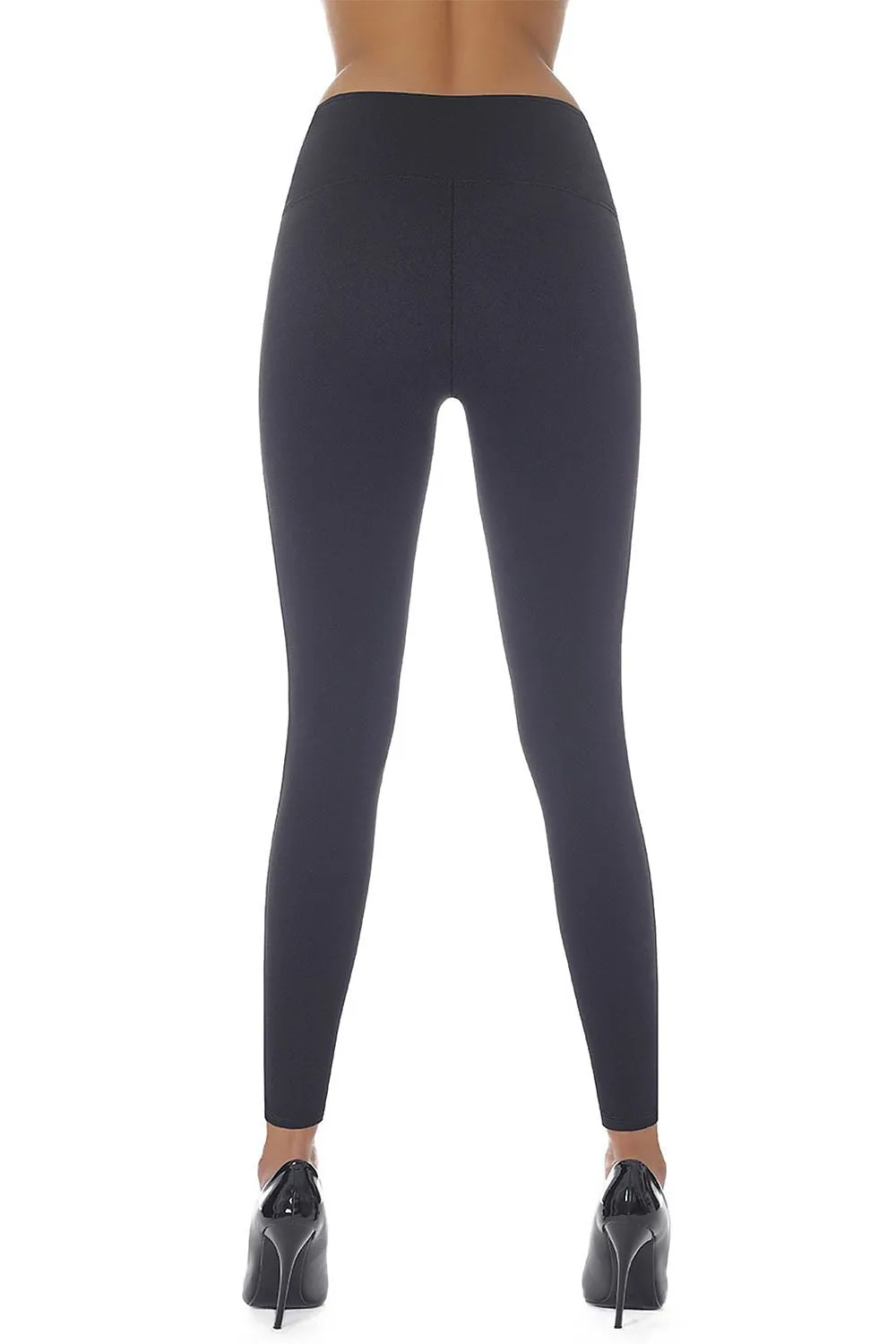 Chic Silver-Trim High-Waist Compression Leggings: Define Your Elegance