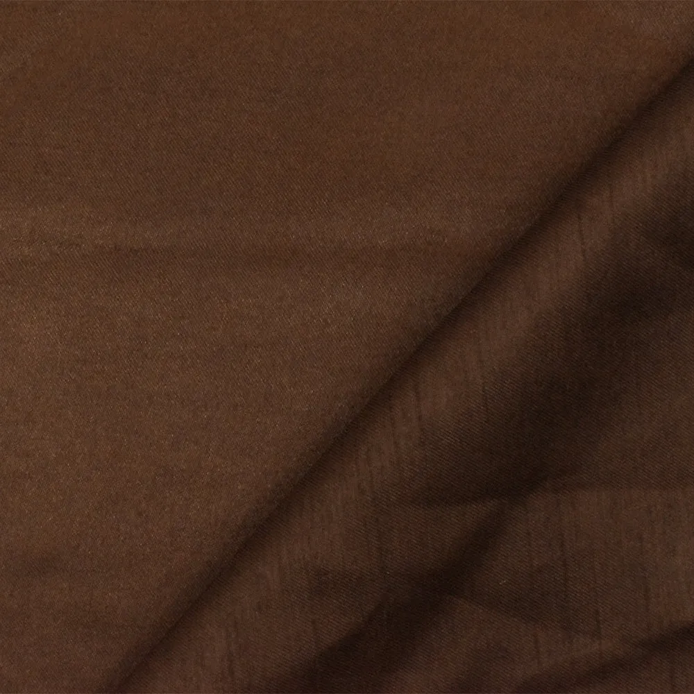 Coffee Brown Solid Poly Antique Satin Woven Fabric