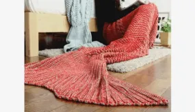 Cozy Cotton-Knit Mermaid Tail Blanket