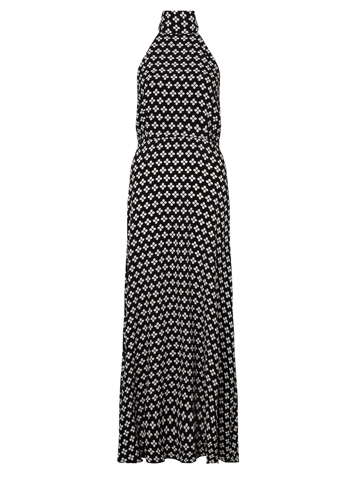 Dakota Black Polka Floral Halterneck Maxi Dress