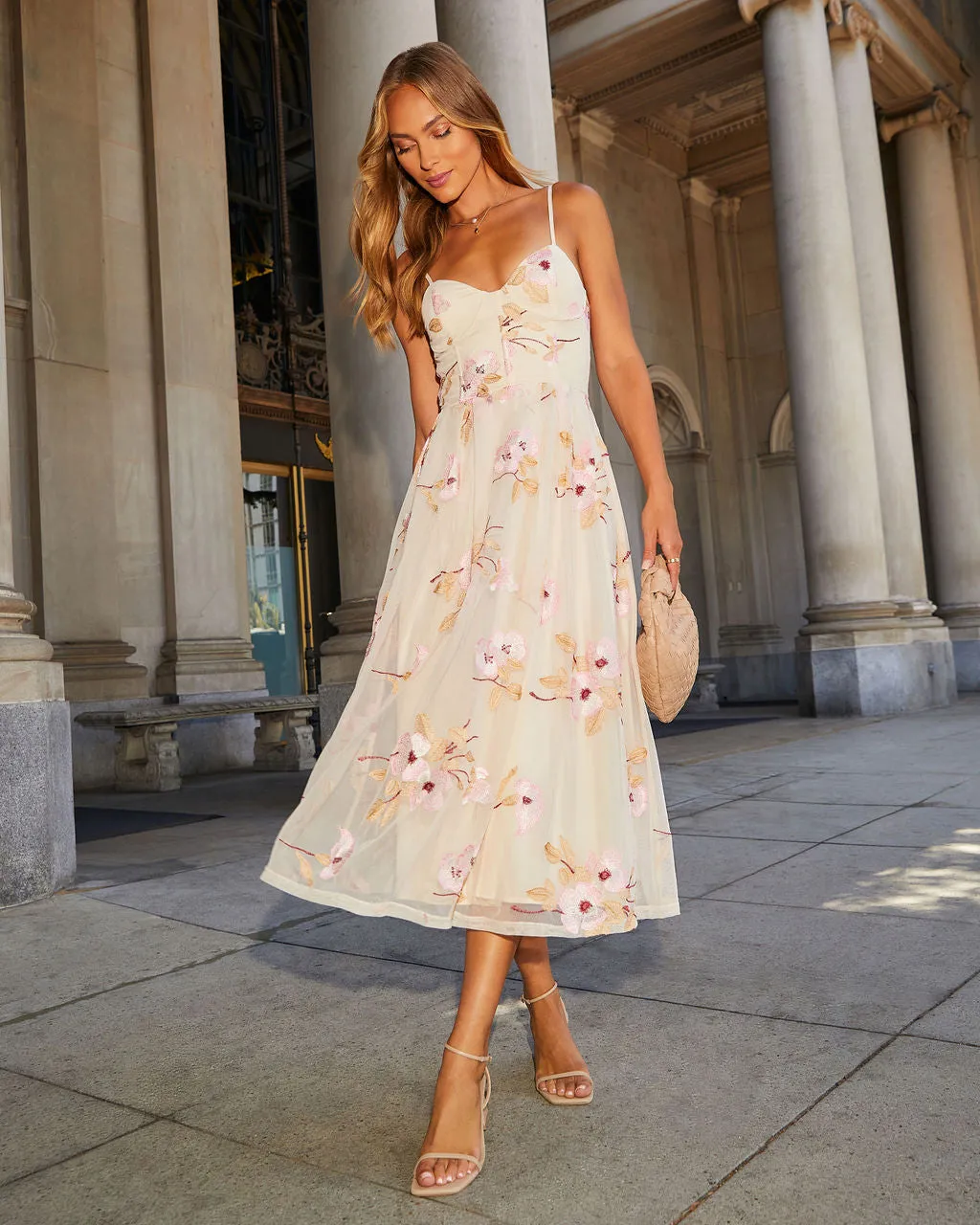 Darling Daisy Embroidered Floral Midi Dress