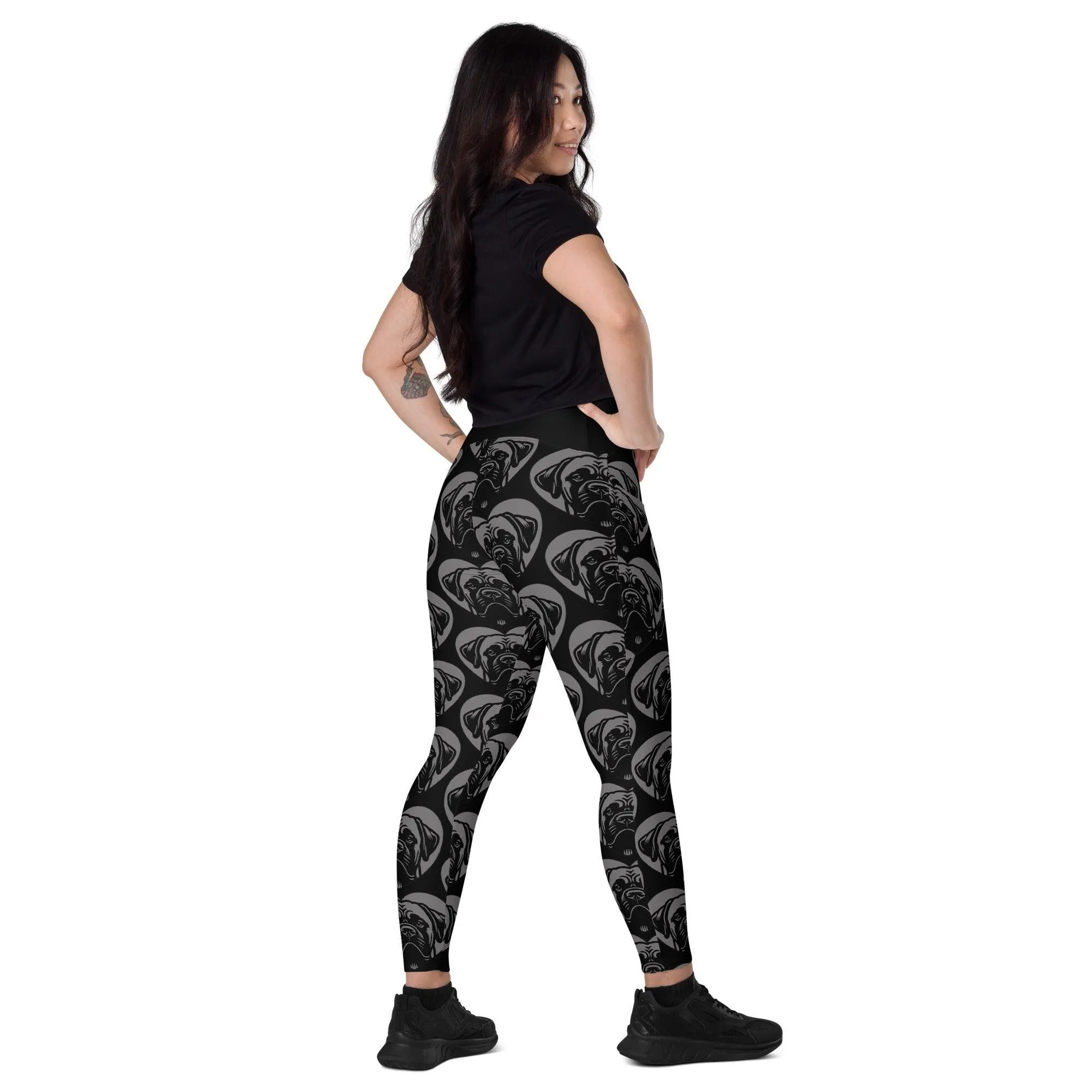 DOG BREED LEGGINGS with pockets - BULLMASTIFF - HERTTAHOUND - grey