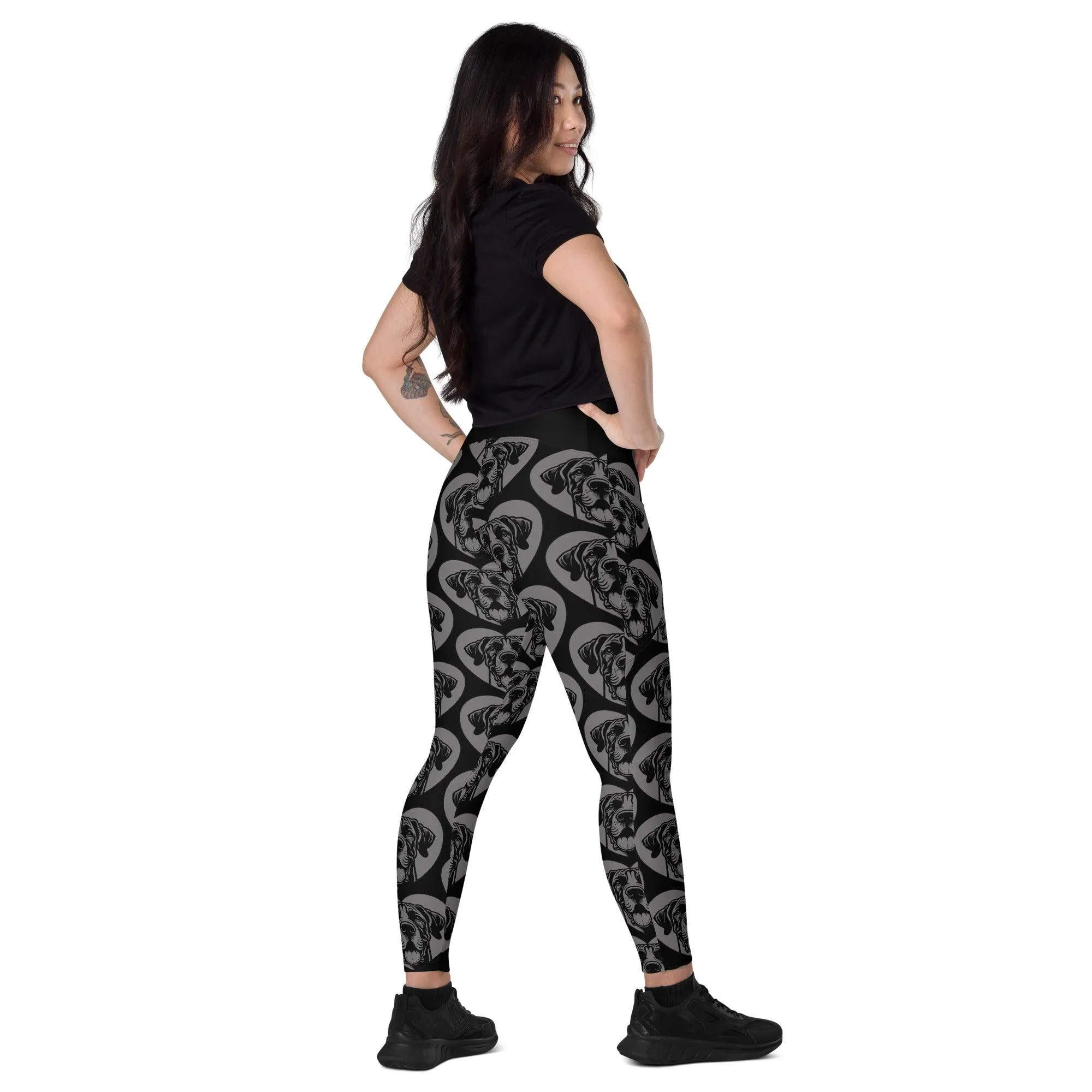 DOG BREED LEGGINGS with pockets - GREAT DANE - HERTTAHOUND - grey