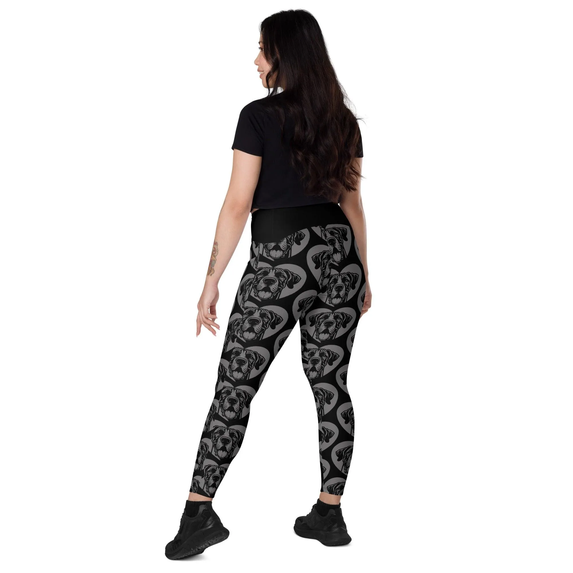 DOG BREED LEGGINGS with pockets - GREAT DANE - HERTTAHOUND - grey