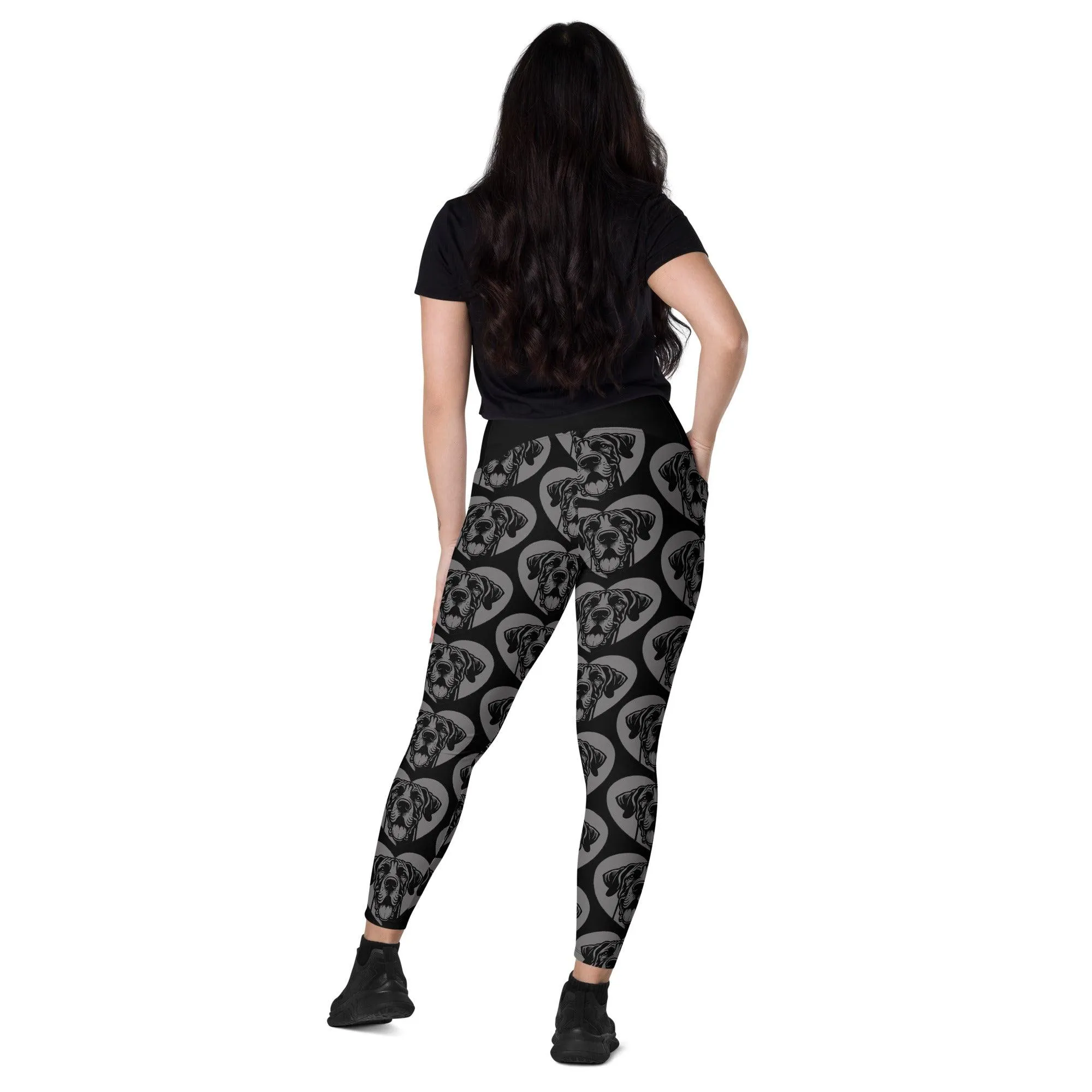 DOG BREED LEGGINGS with pockets - GREAT DANE - HERTTAHOUND - grey