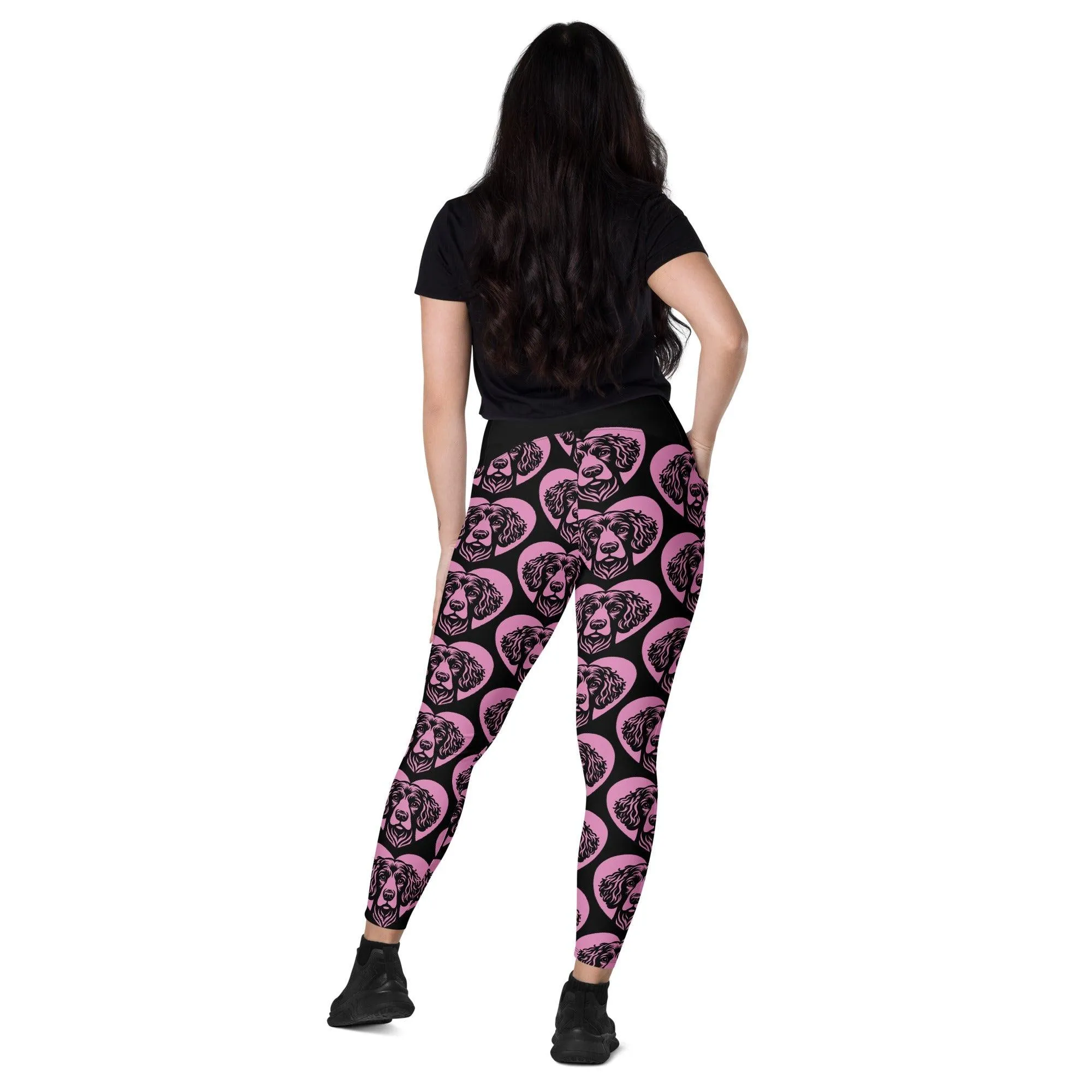 DOG BREED LEGGINGS with pockets - IRISH WATER SPANIEL - HERTTAHOUND - pink