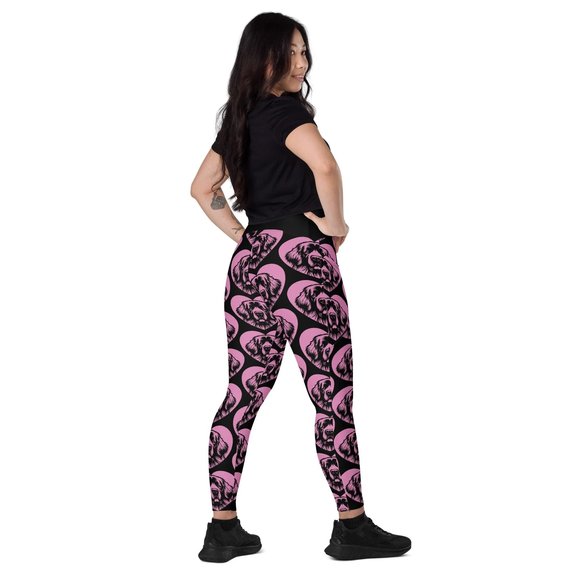 DOG BREED LEGGINGS with pockets - LEONBERGER - HERTTAHOUND - pink