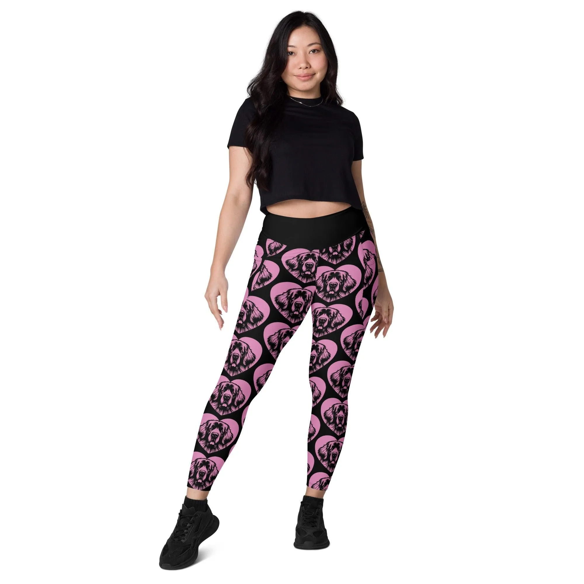 DOG BREED LEGGINGS with pockets - LEONBERGER - HERTTAHOUND - pink