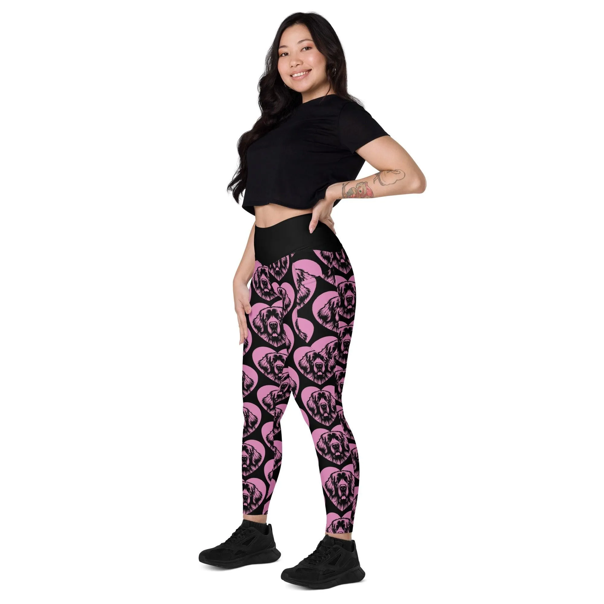 DOG BREED LEGGINGS with pockets - LEONBERGER - HERTTAHOUND - pink