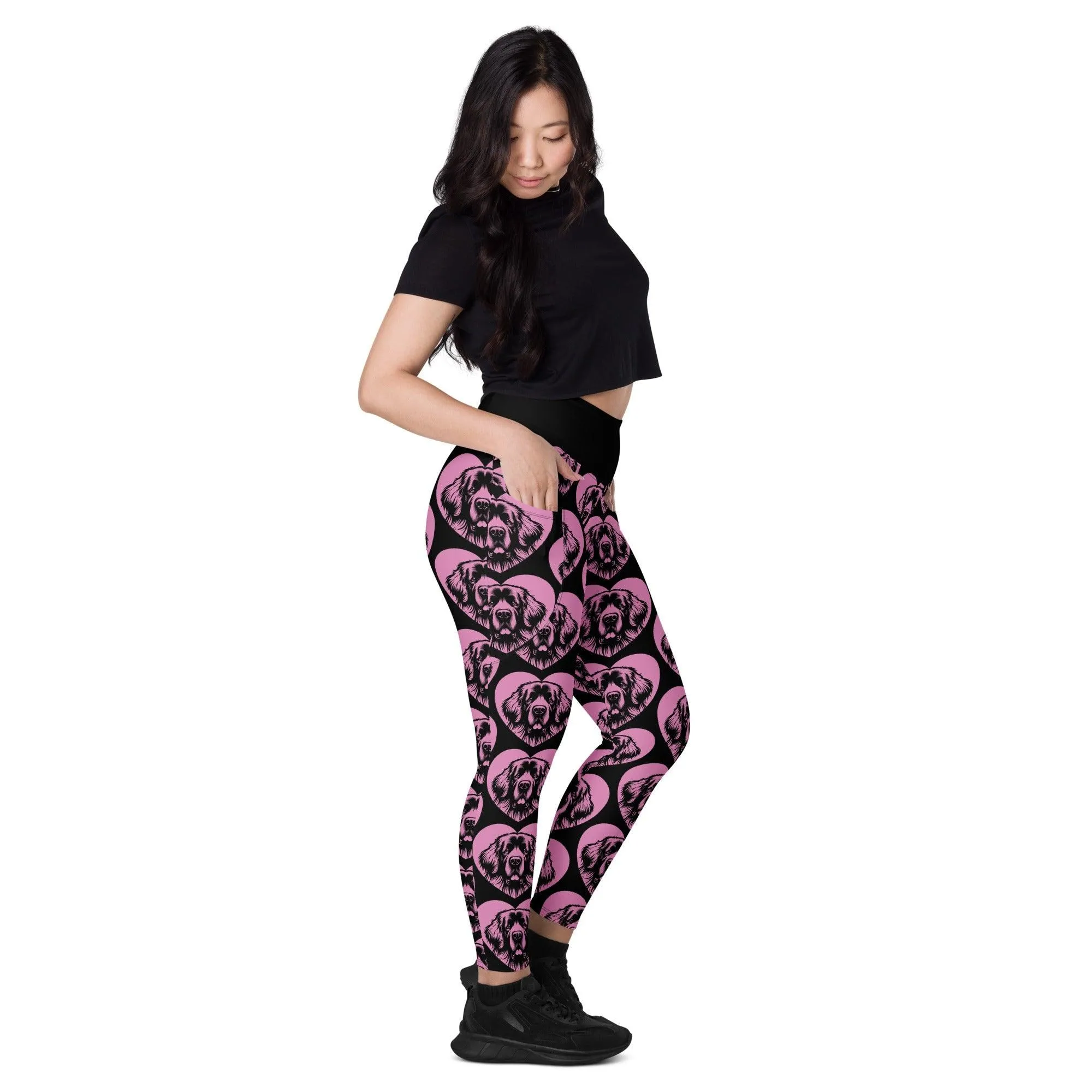 DOG BREED LEGGINGS with pockets - LEONBERGER - HERTTAHOUND - pink