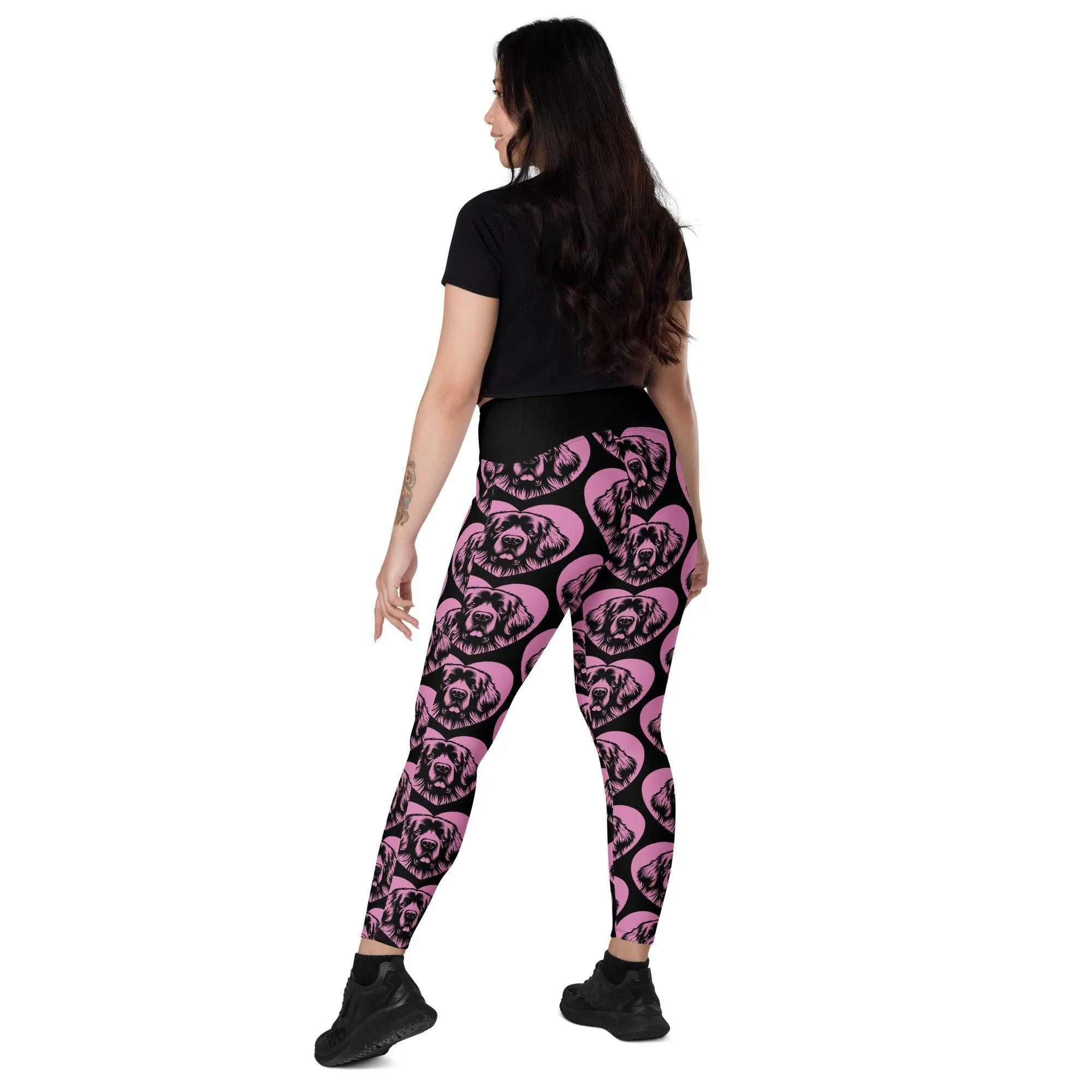 DOG BREED LEGGINGS with pockets - LEONBERGER - HERTTAHOUND - pink