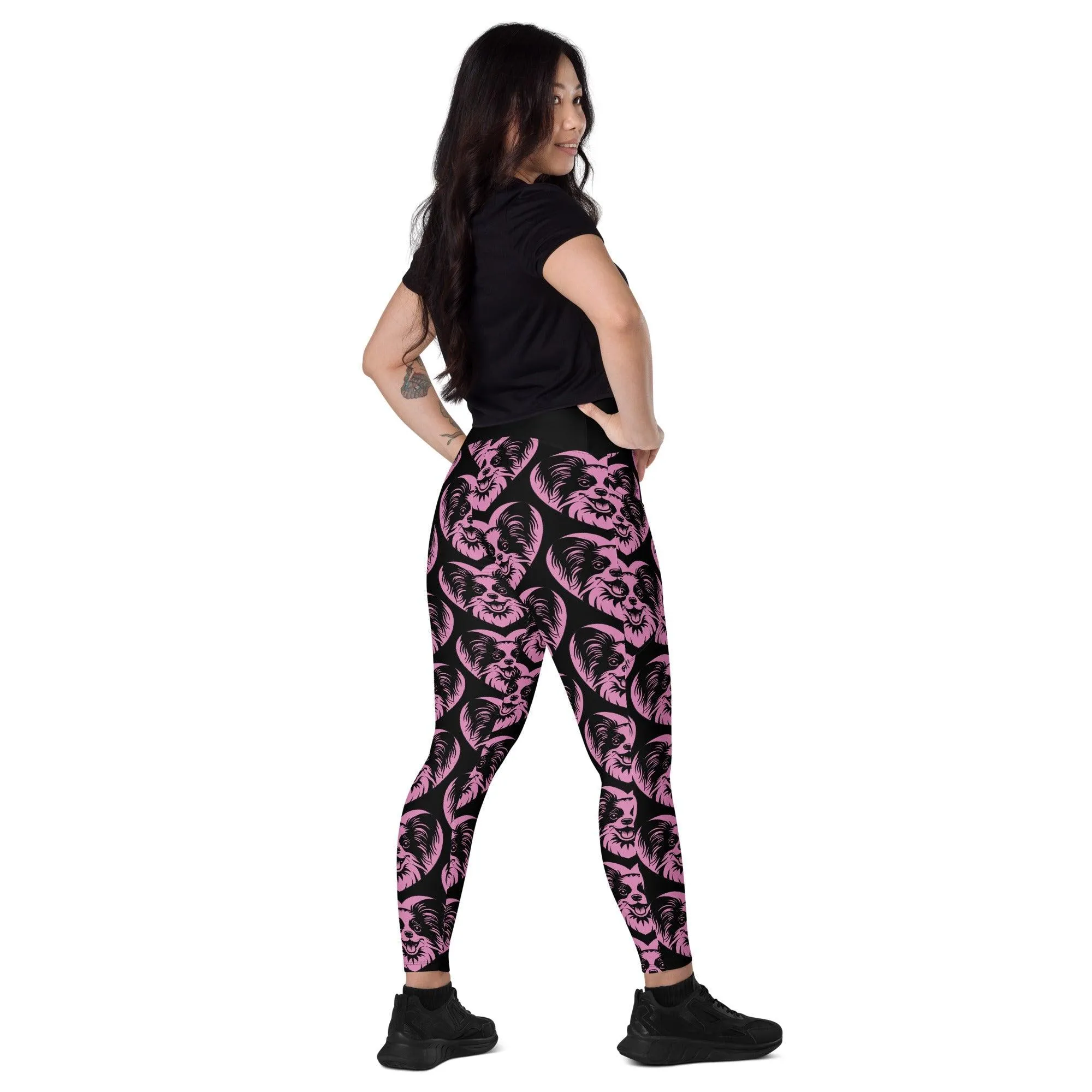 DOG BREED LEGGINGS with pockets - PAPILLON - HERTTAHOUND - pink