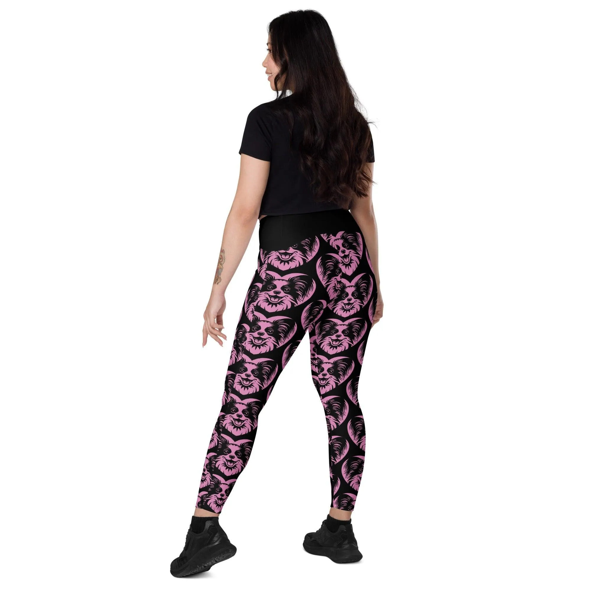 DOG BREED LEGGINGS with pockets - PAPILLON - HERTTAHOUND - pink