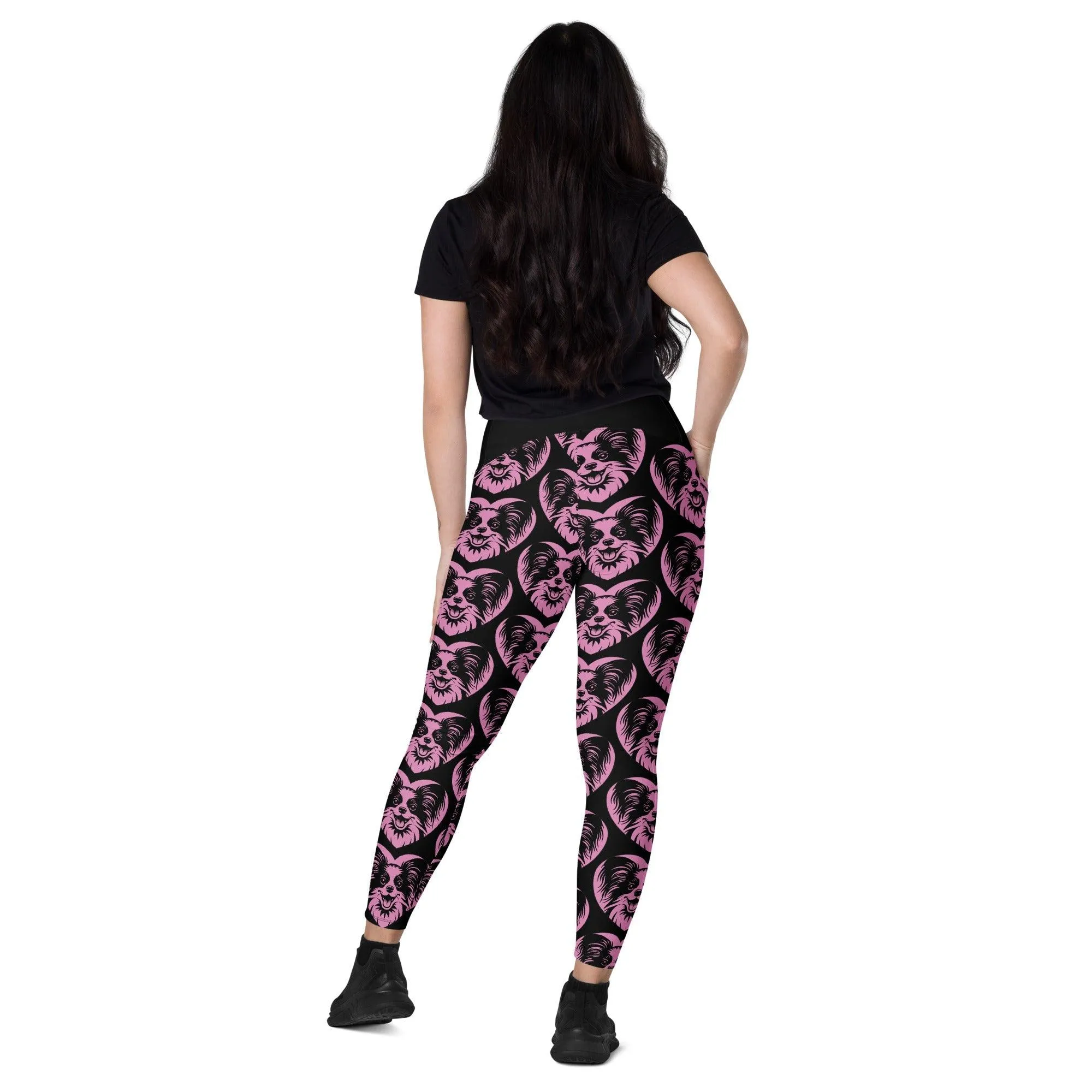 DOG BREED LEGGINGS with pockets - PAPILLON - HERTTAHOUND - pink