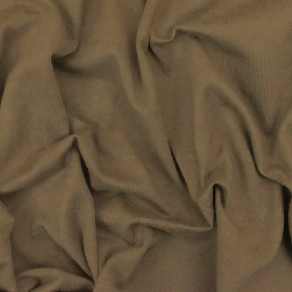 Earthed Brown Solid Stretch Cotton Jersey Knit Fabric