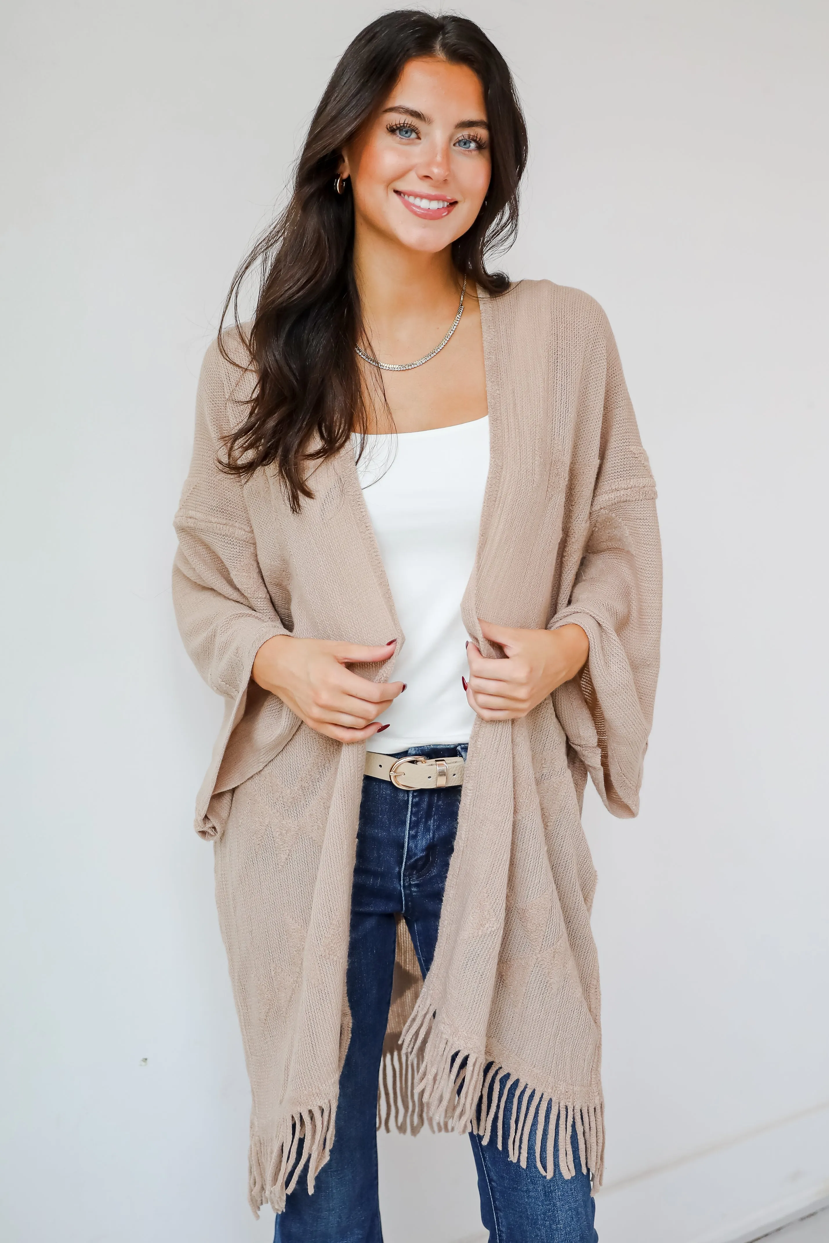 FINAL SALE - Cozy Inclination Beige Fringe Shawl - DOORBUSTER