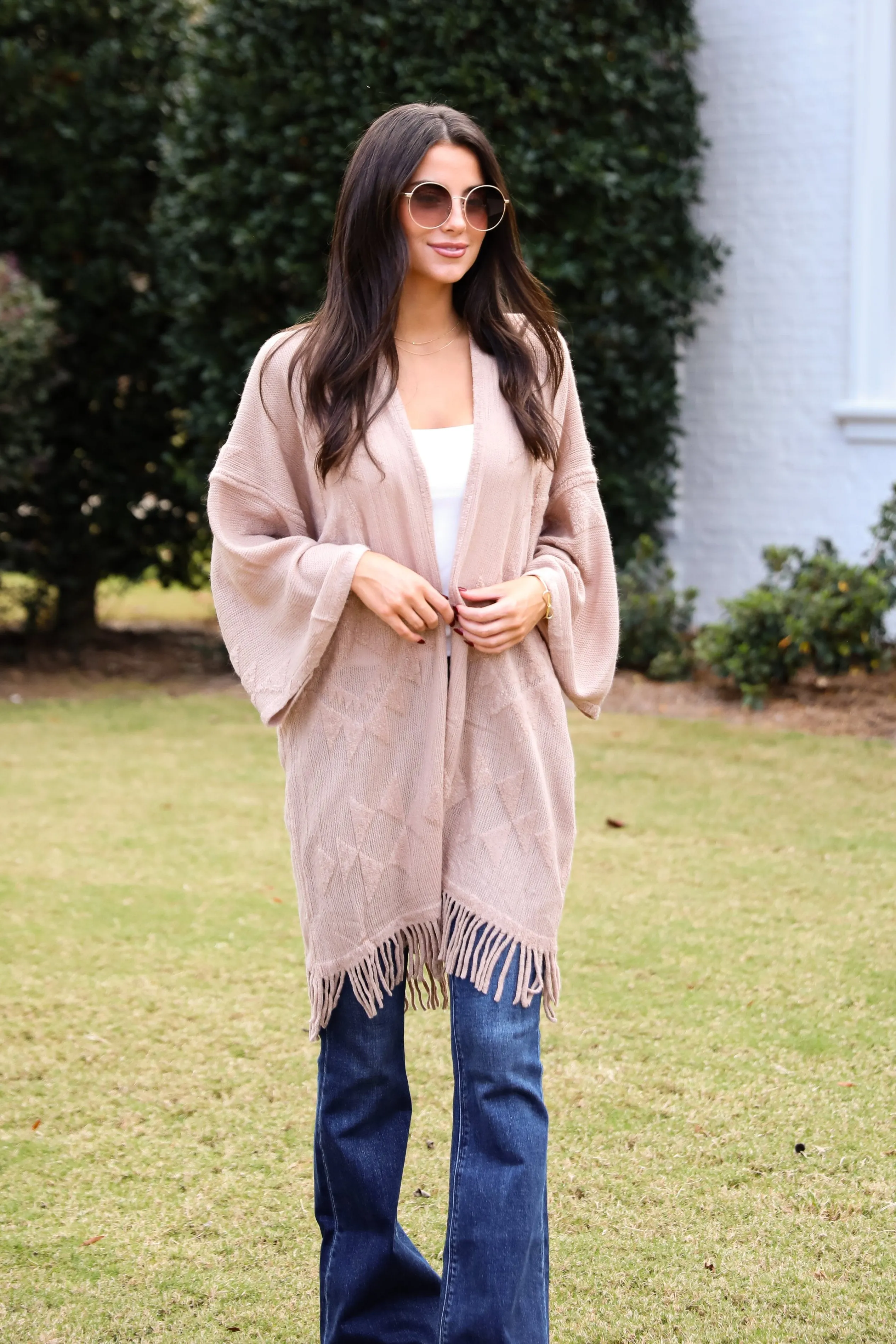 FINAL SALE - Cozy Inclination Beige Fringe Shawl - DOORBUSTER