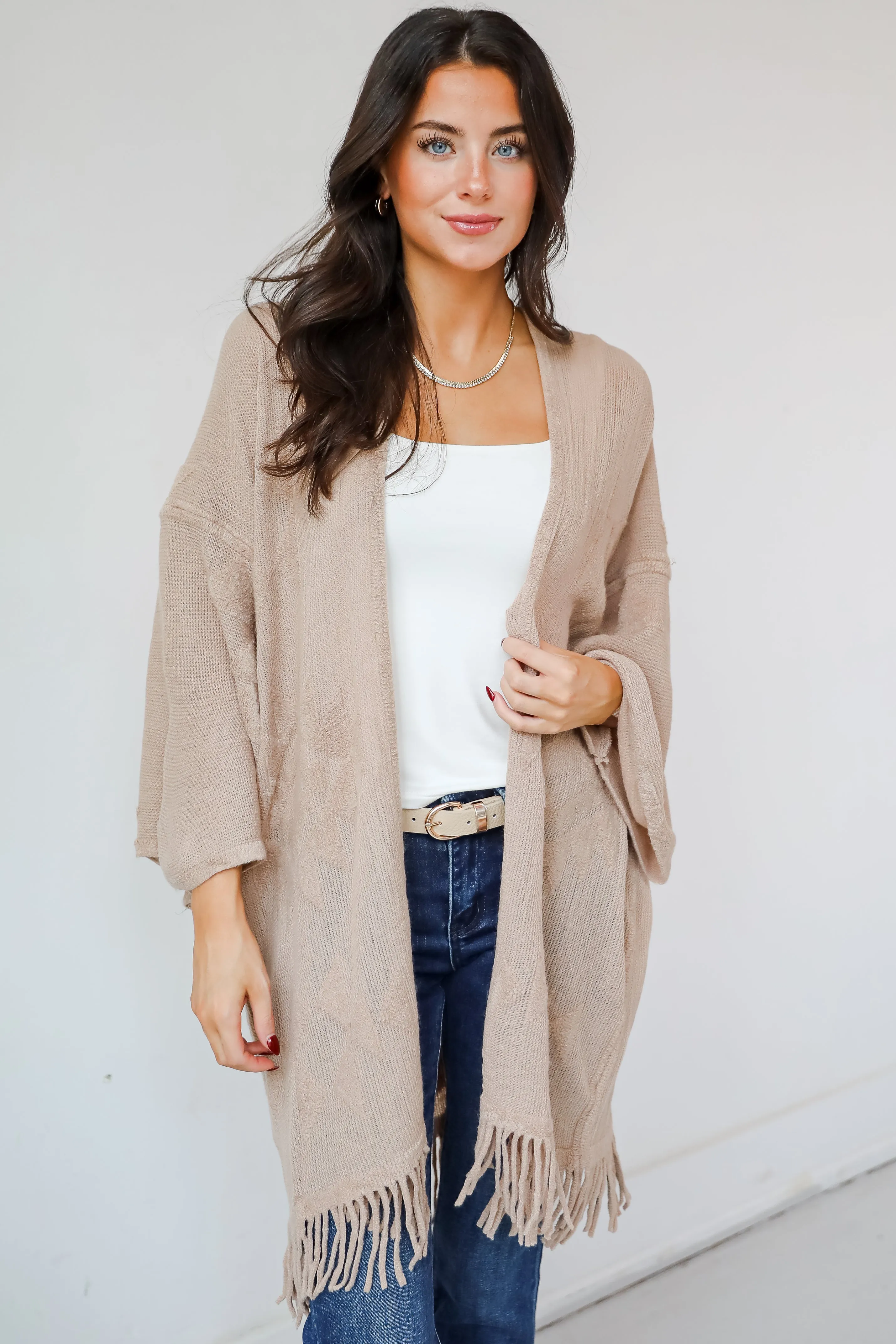 FINAL SALE - Cozy Inclination Beige Fringe Shawl - DOORBUSTER