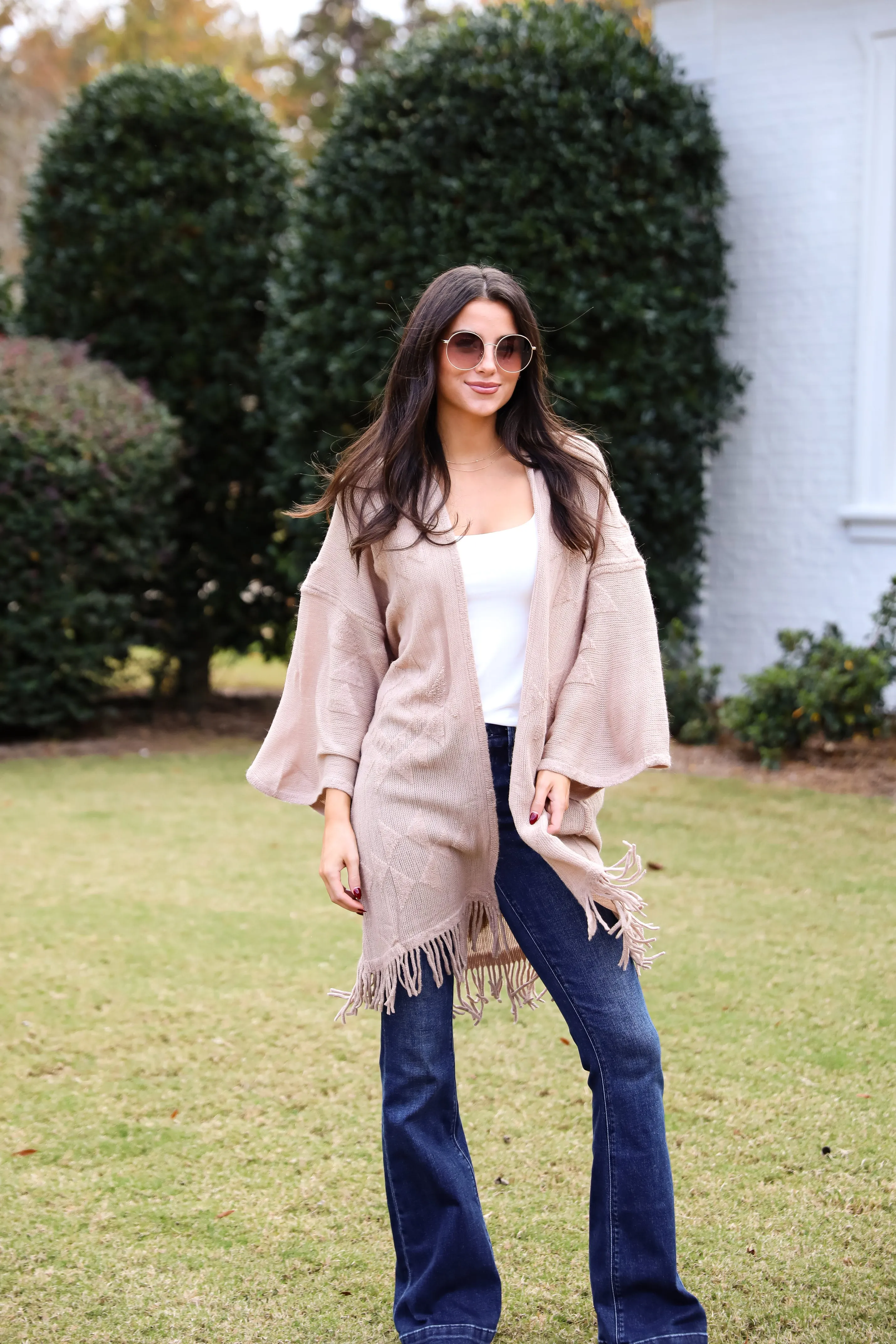 FINAL SALE - Cozy Inclination Beige Fringe Shawl - DOORBUSTER