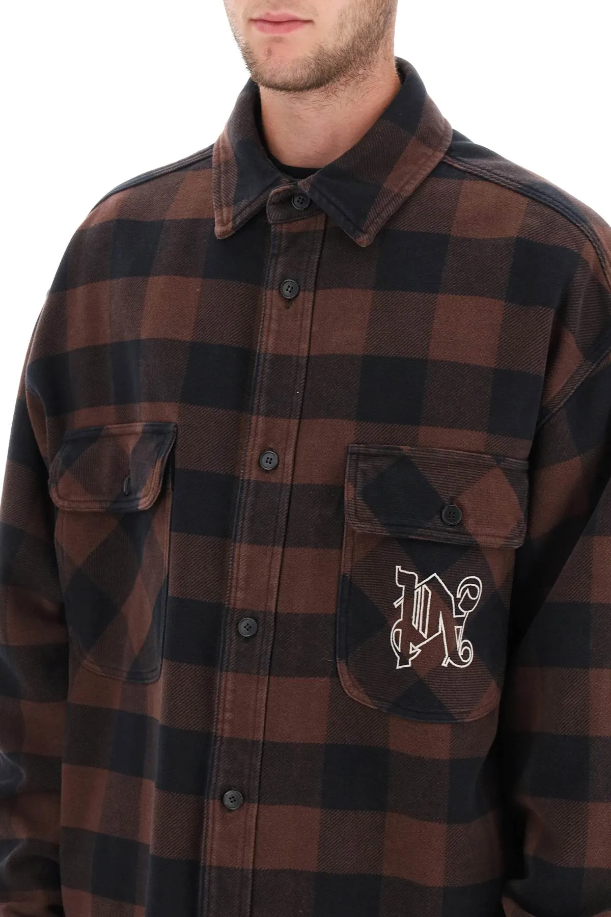 flannel overshirt with check motif