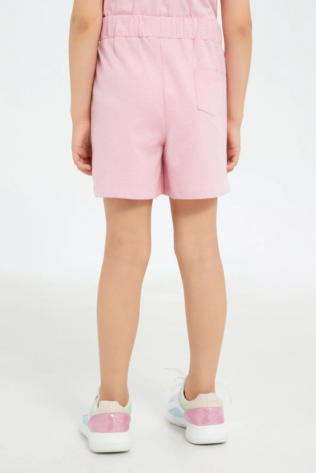 Girls Fuchsia Textured Knit Shorts