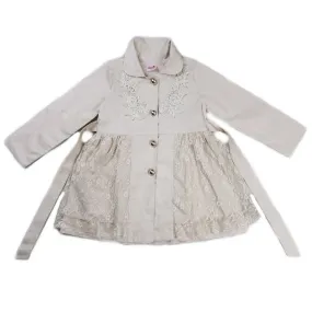 Girls Ivory Lace Wind-Resistant Long Sleeved Coat S (9-24M)-XL (6-8)