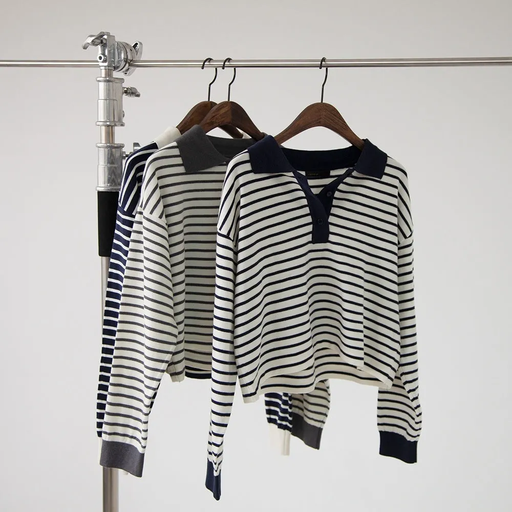 GORI Collared stripe knit