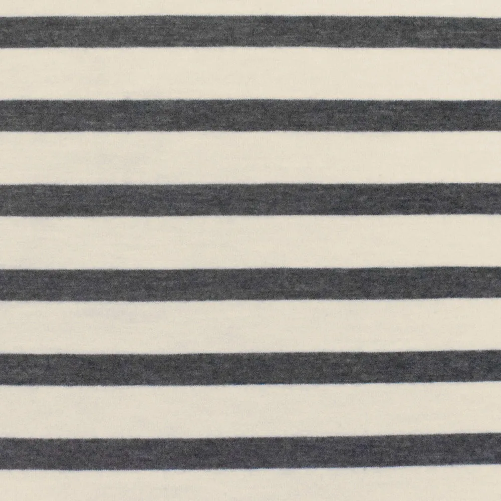 Gray-Ivory Stripe Stretch Spandex Rayon Modal Jersey Knit Fabric