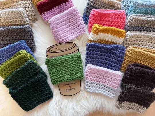 Handknit Coffee Cozy | Crochet Cup cover | reusable washable cup sleeve | Tea warm cozy | Coffee & tea lover | recycle go green love earth