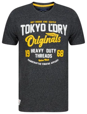 Heavy Duty 2 Puffy Motif Cotton Jersey T-Shirt in Dark Grey Grindle - Tokyo Laundry