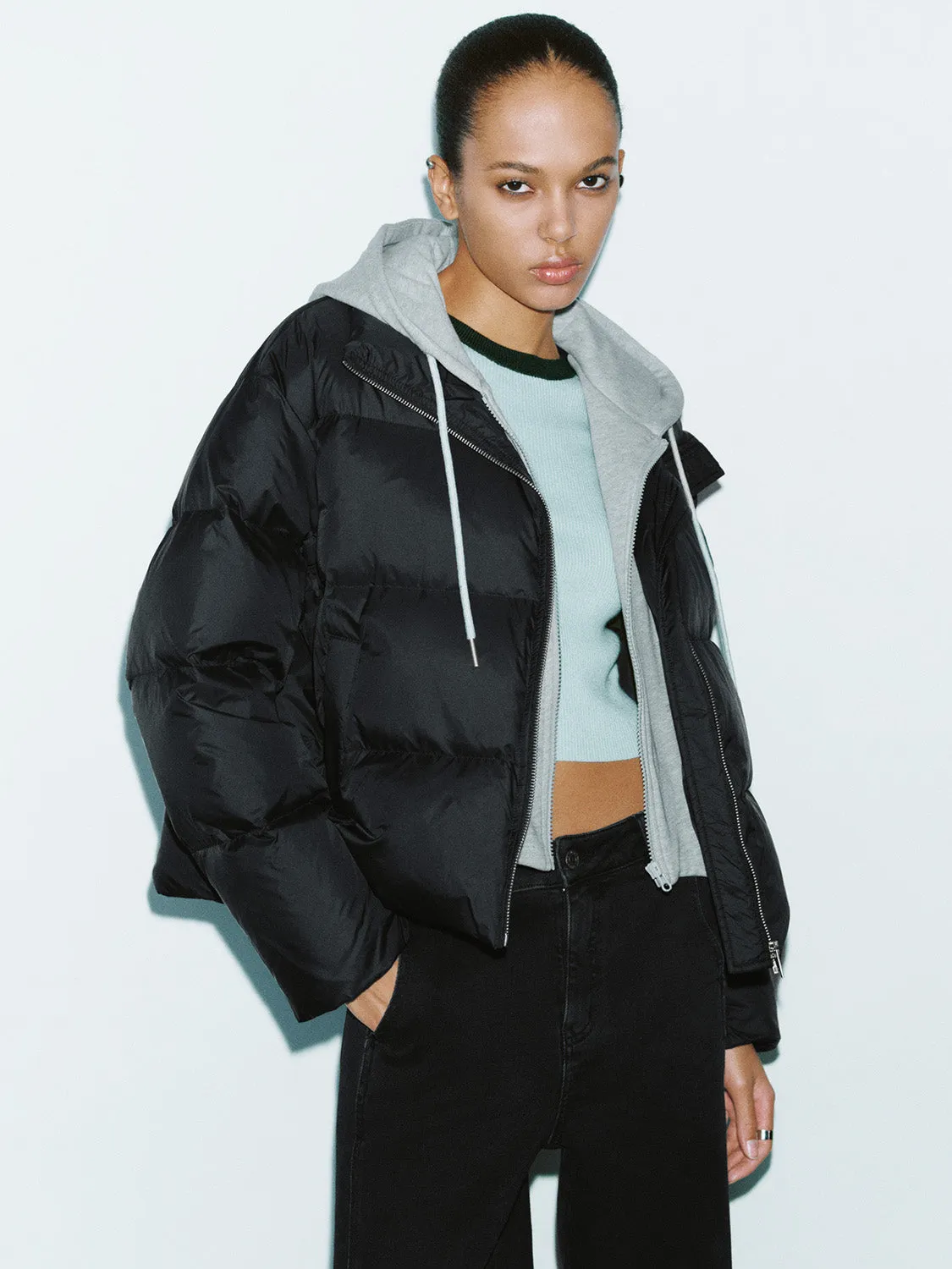 Hoodie Cropped Puffer Jackets