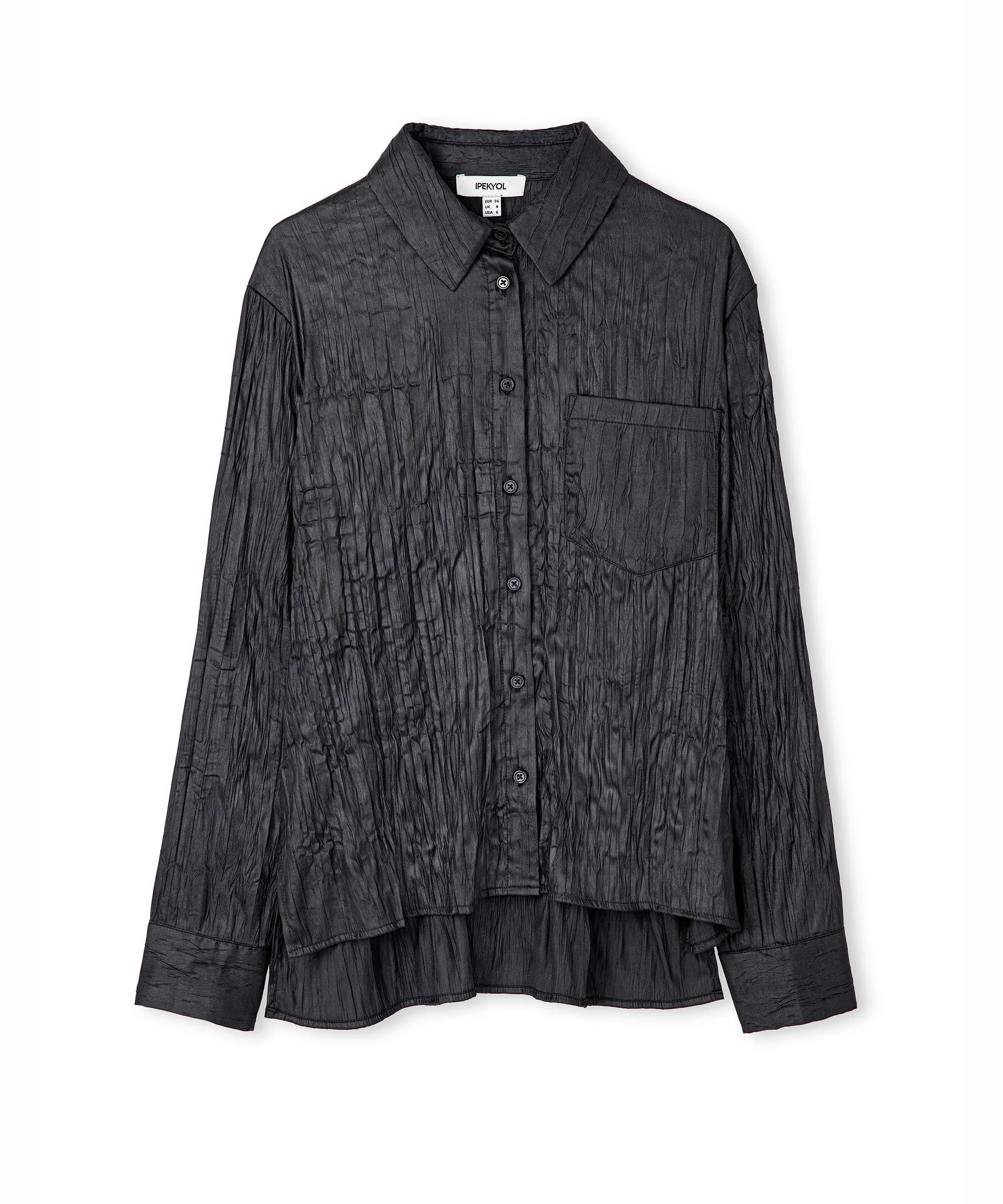 Ipekyol Leather Look Textured Shirt Black