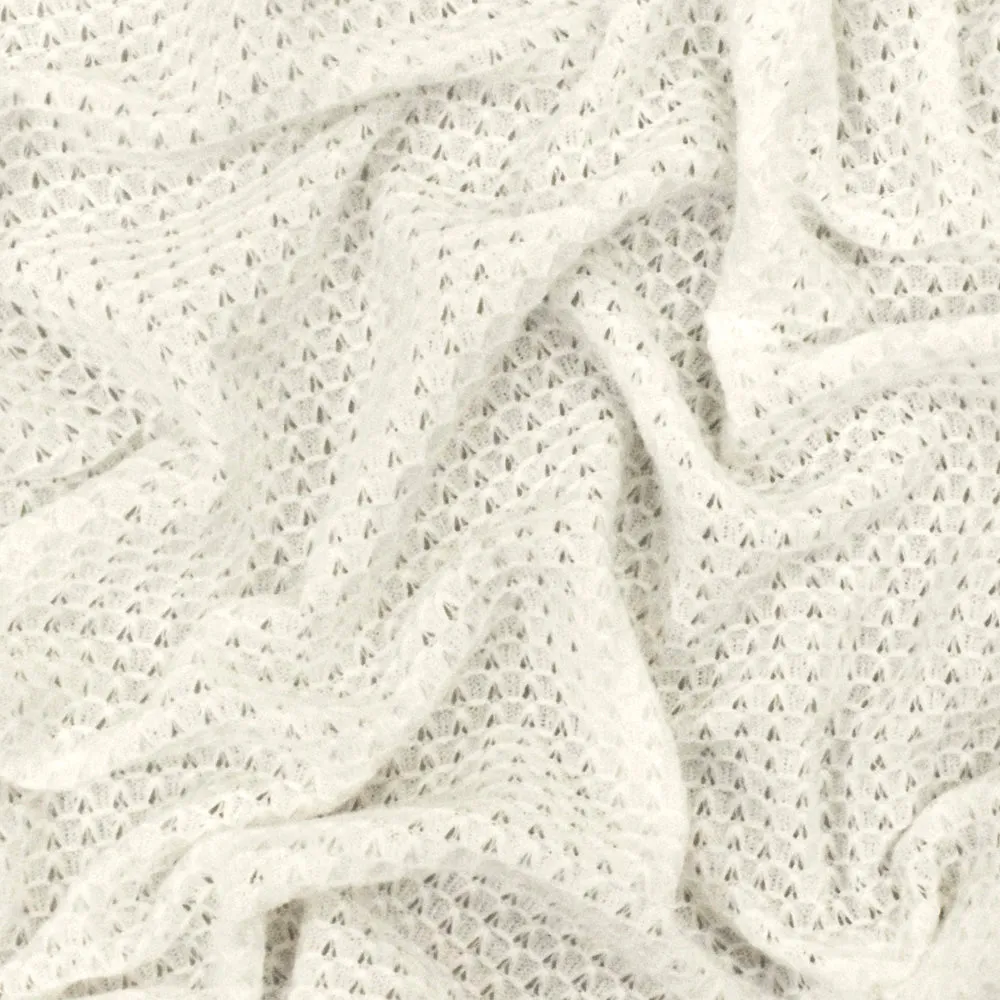 Ivory Solid Polyester-Cotton 3D Pique Knit Fabric