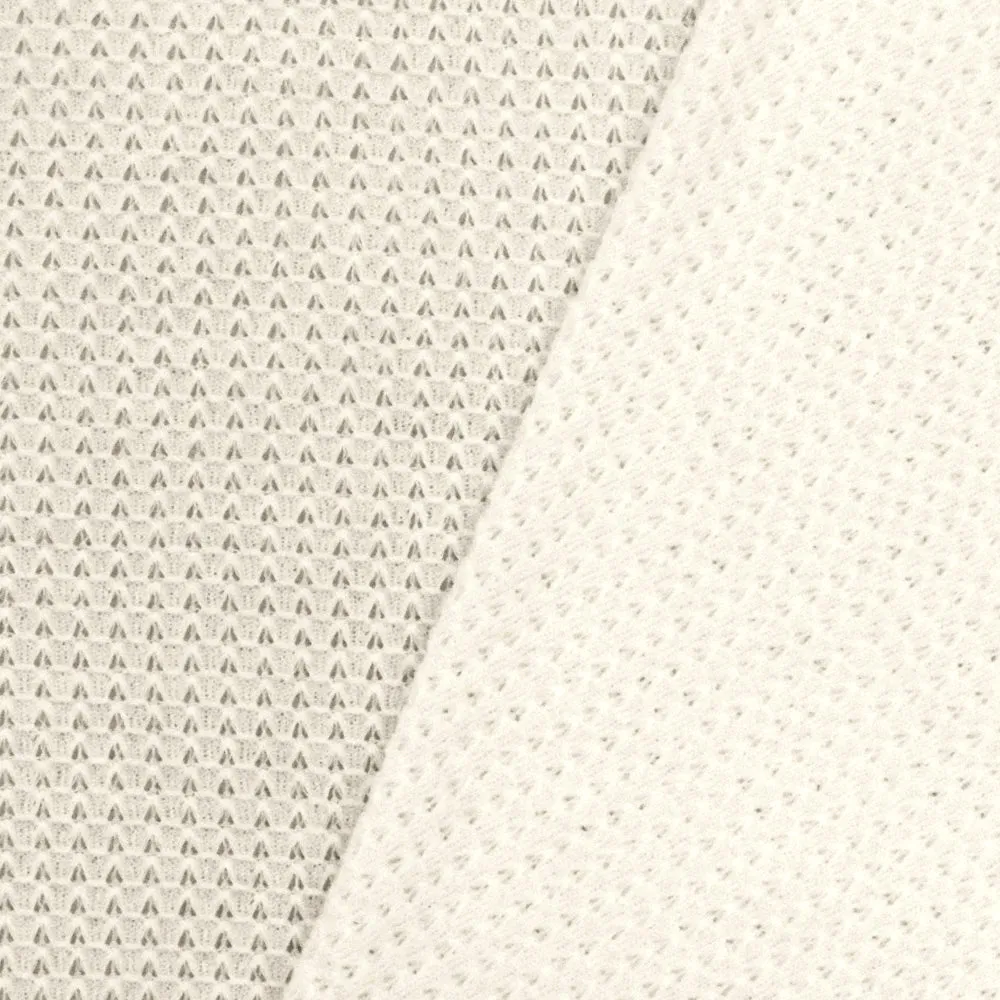 Ivory Solid Polyester-Cotton 3D Pique Knit Fabric