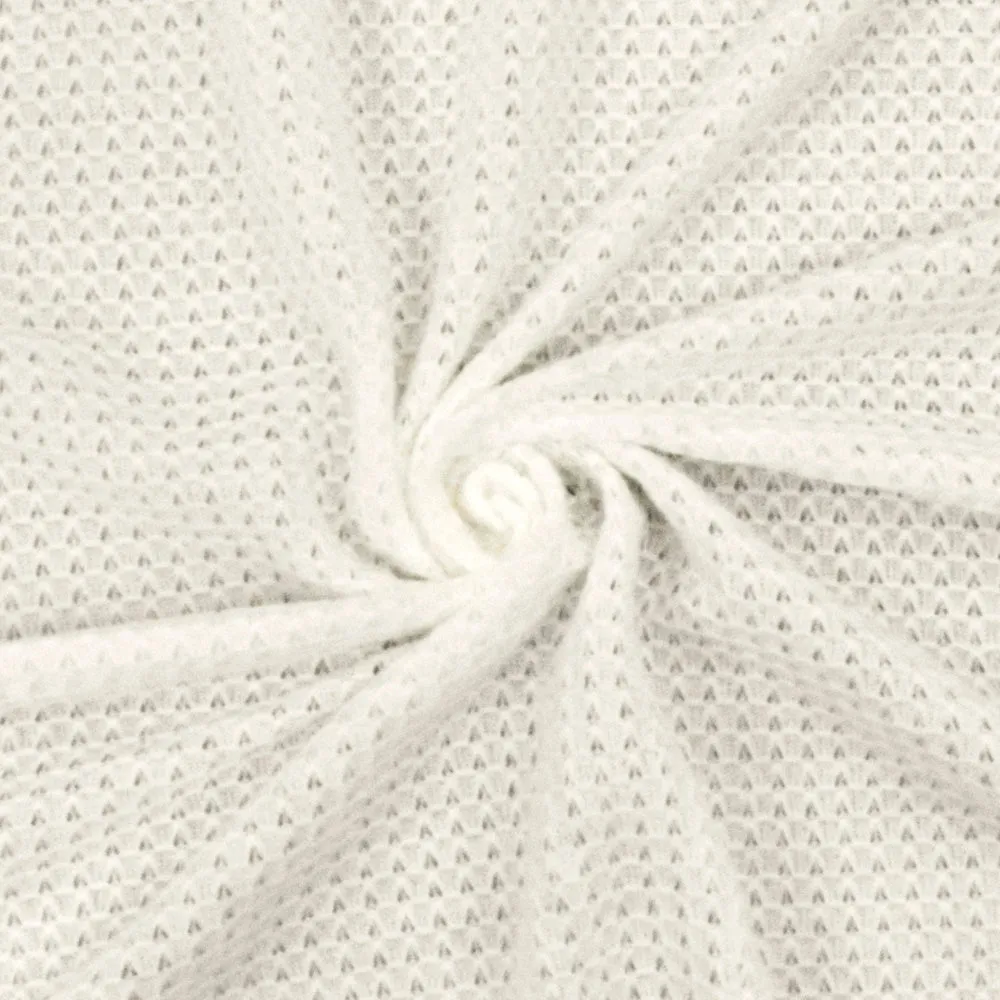 Ivory Solid Polyester-Cotton 3D Pique Knit Fabric