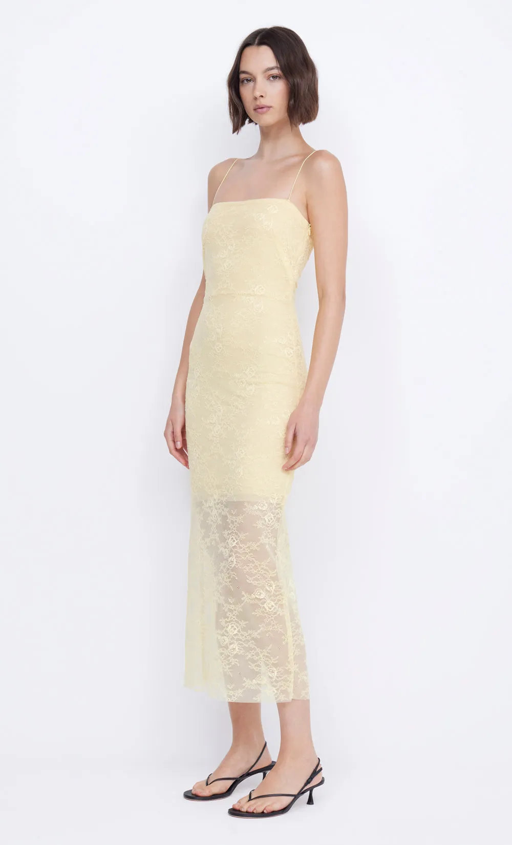 JULIETTE COLUMN MIDI DRESS - BUTTER YELLOW