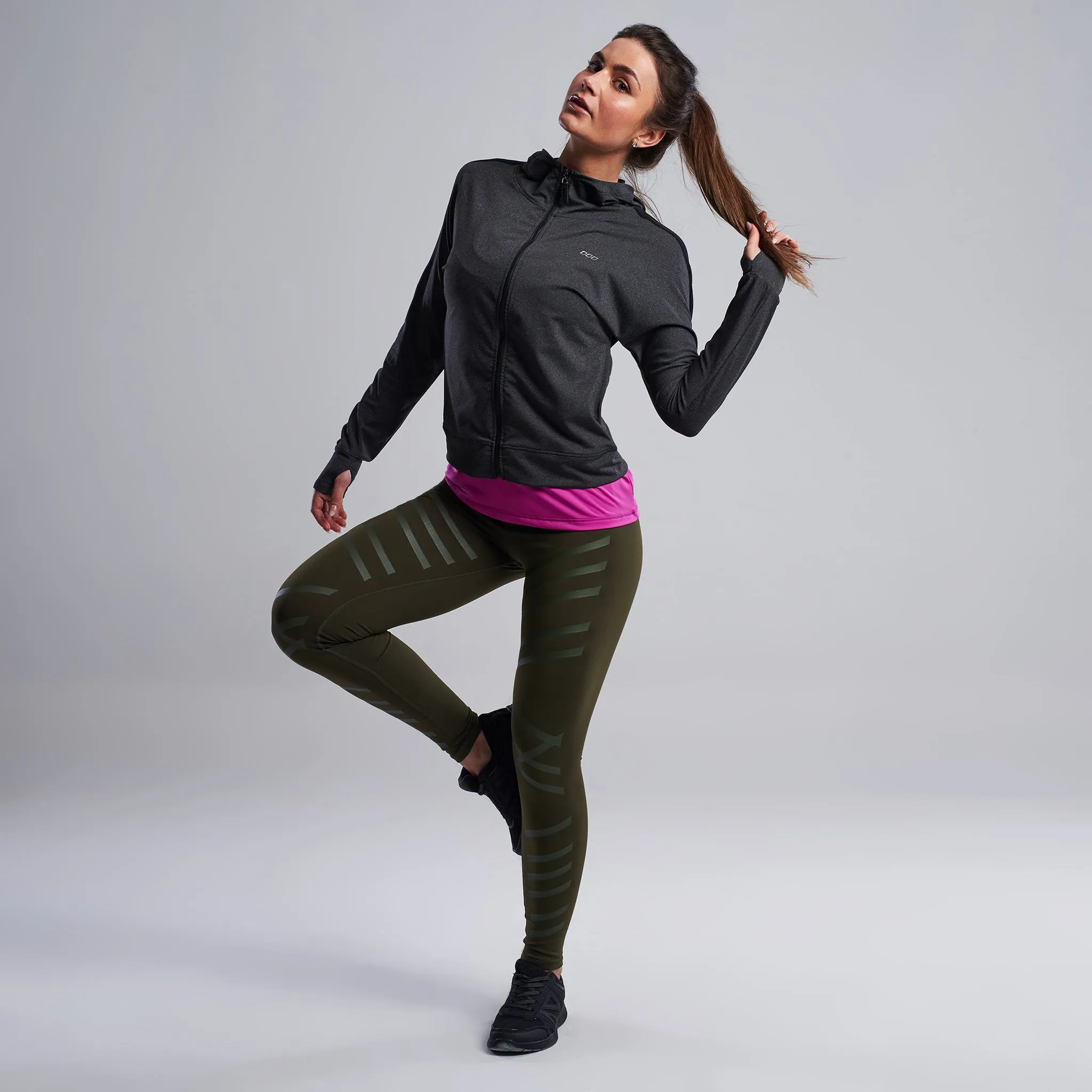 Juno Strip Gym Leggings in Khaki