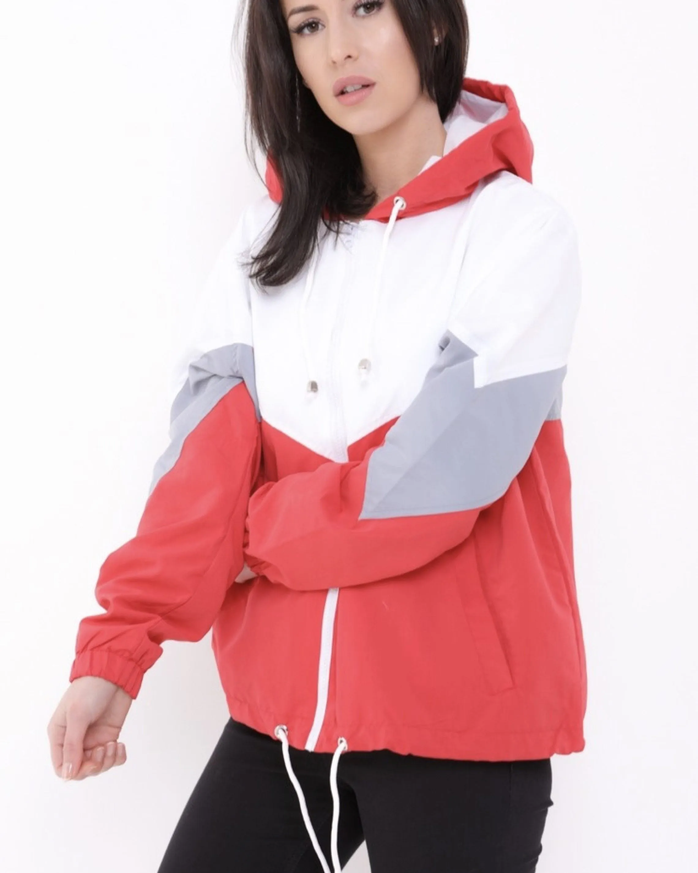 Leilani Colour Block Festival Jacket In Red