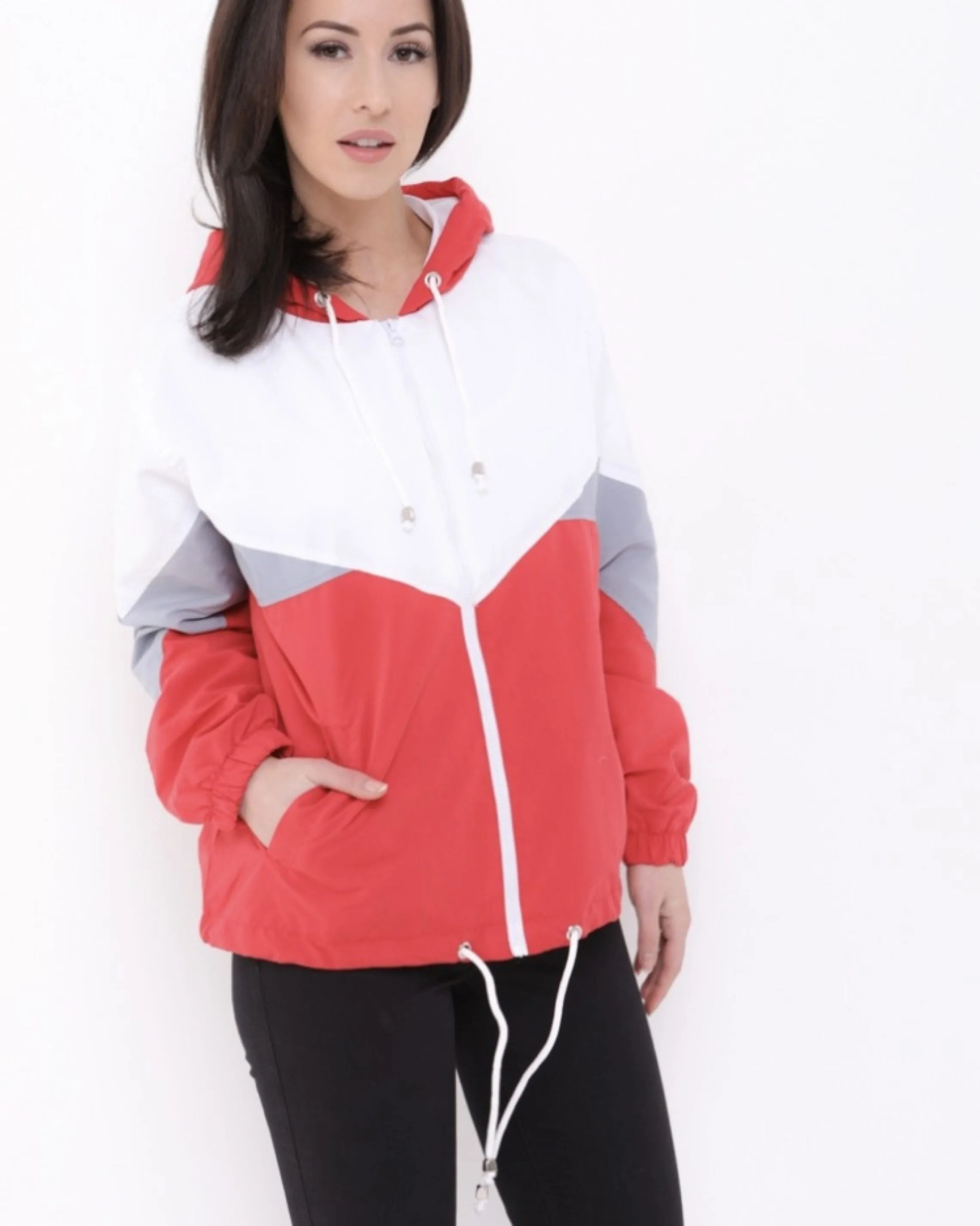 Leilani Colour Block Festival Jacket In Red