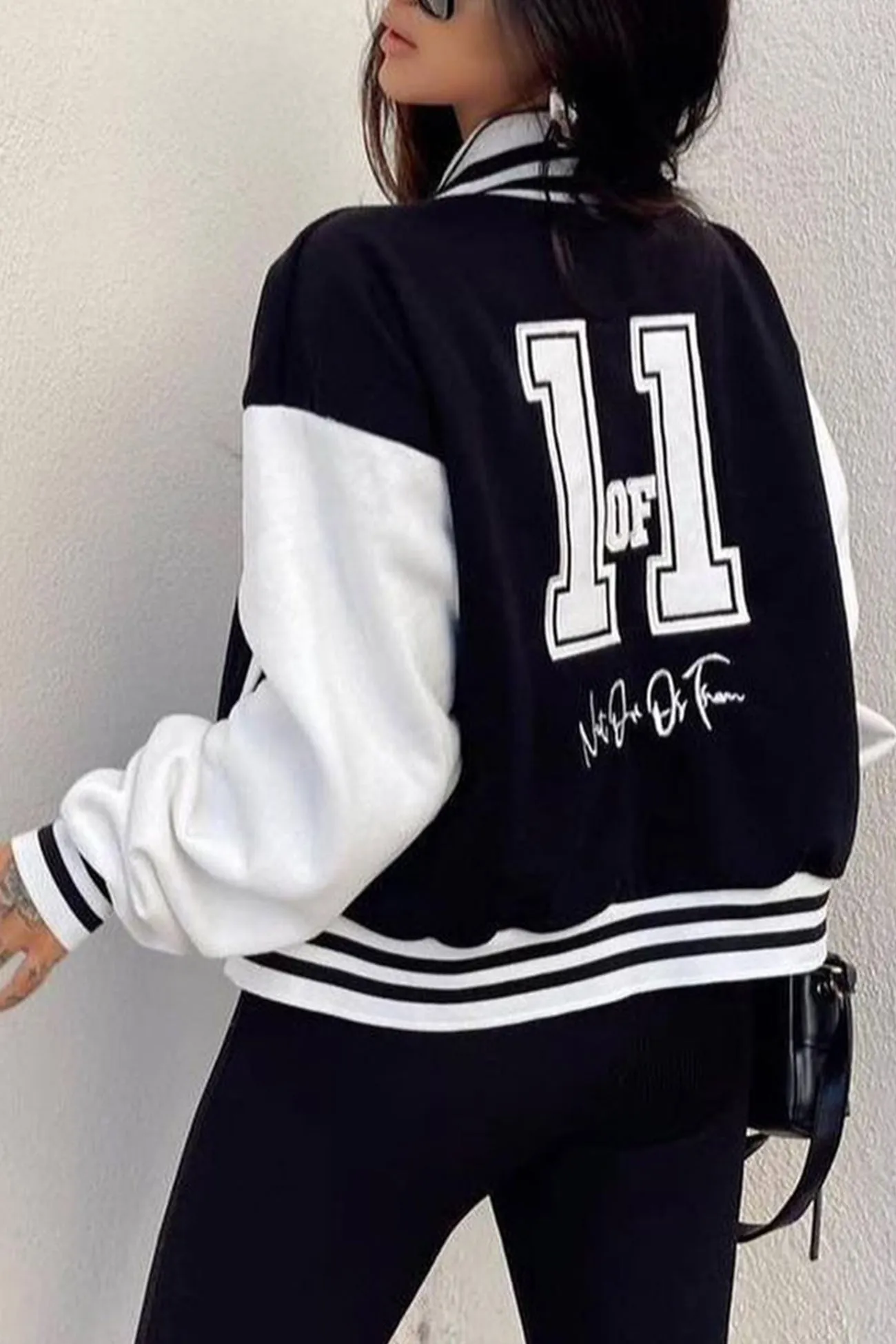 Letter Print Baseball Jacket