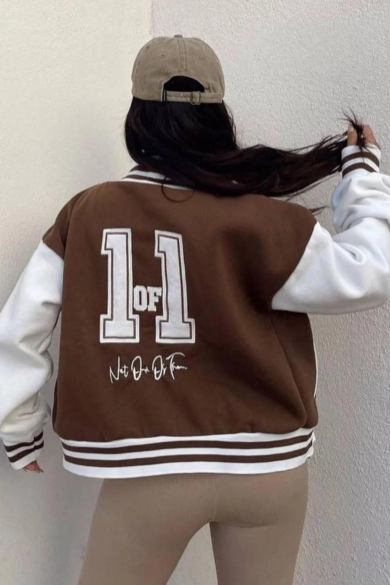 Letter Print Baseball Jacket