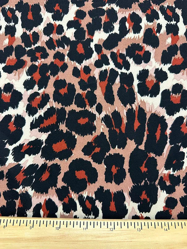 Light Brown Multi Animal Print Poly Georgette Fabric