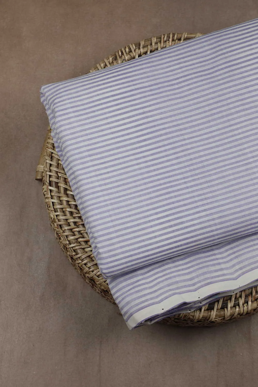 Light Purple & Cream Stripe Mangalagiri Cotton Fabric